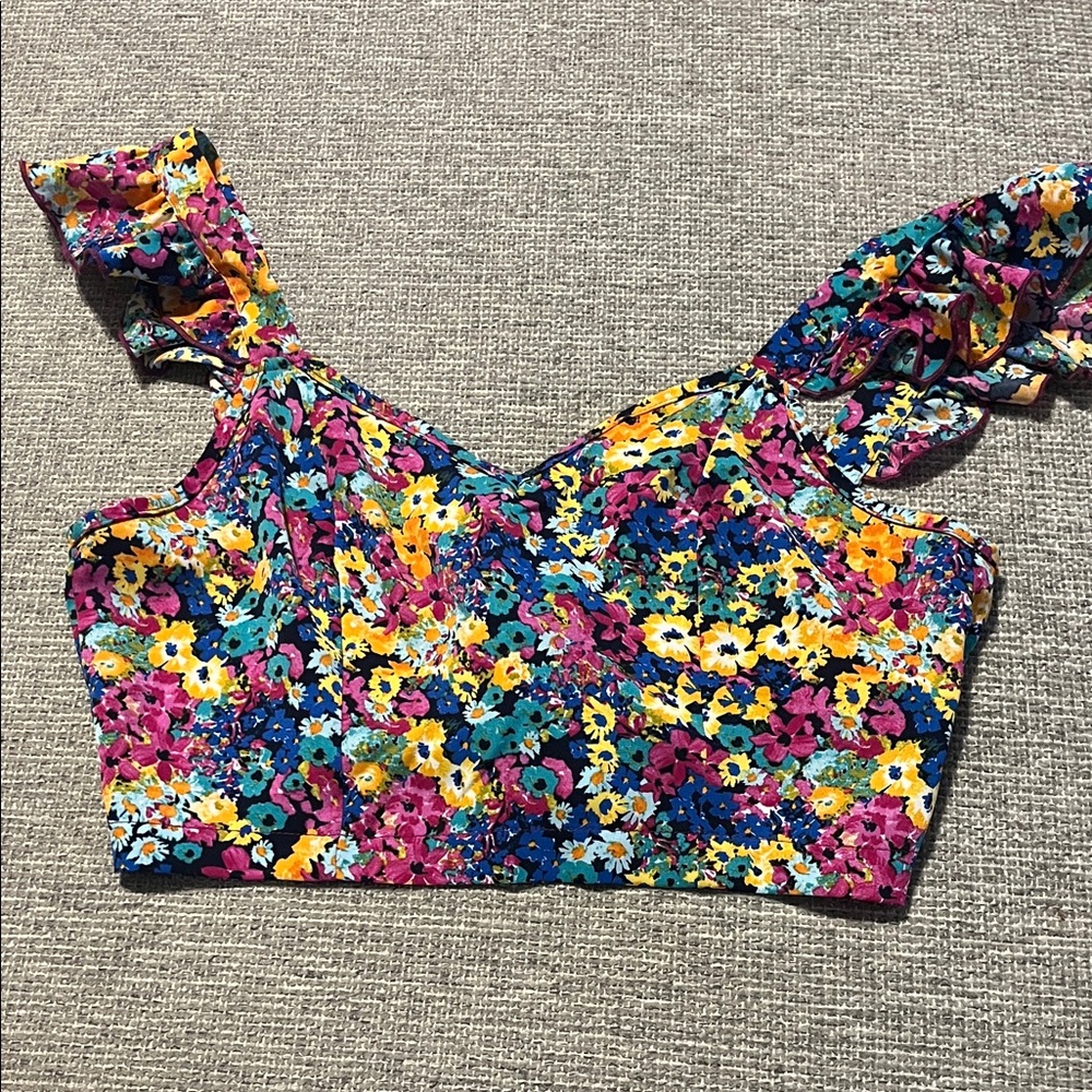 SHEIN Vibrant Floral Crop Top - Multicolor